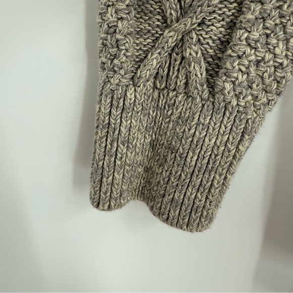 LL Bean Signature Cotton Fisherman Sweater Women's Size Medium Gray Funnel Neck - Picture 5 of 9